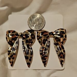 Leopard Print Bow Earrings